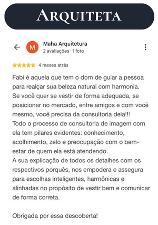 Avaliação no Google — Arquiteta